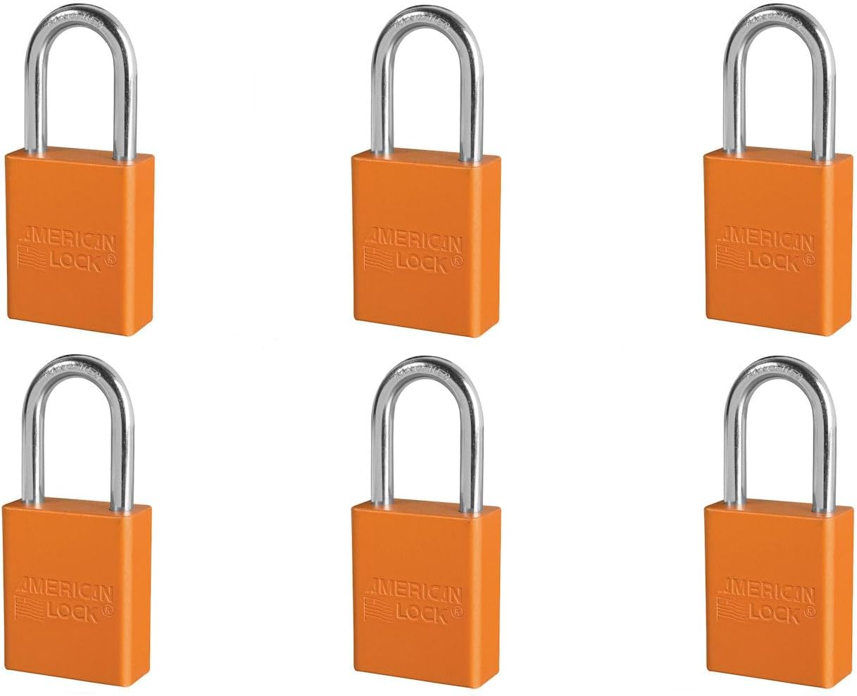 American Lock Padlock, 1106 Orange Keyed Different (6-Pack)