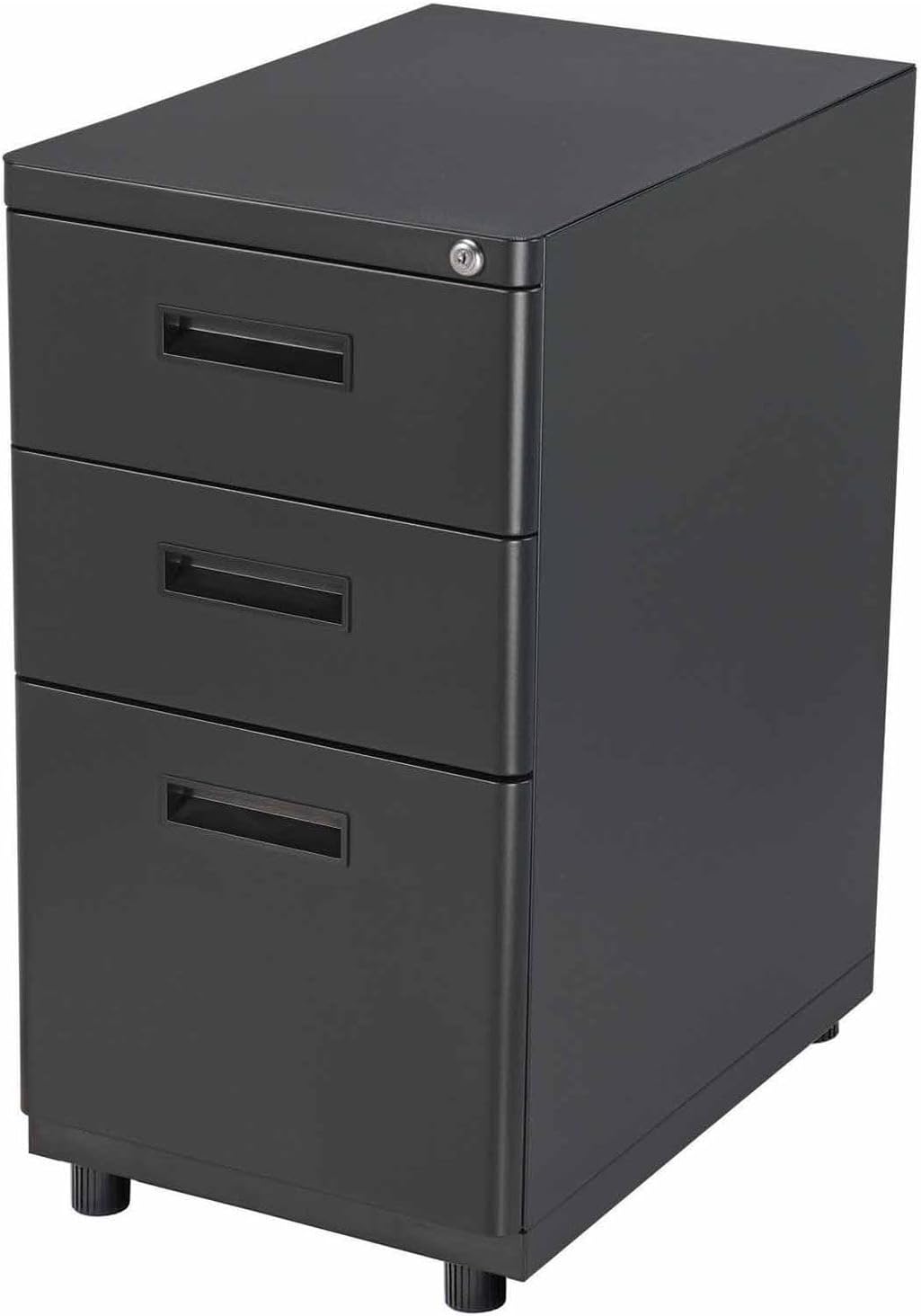 Global Industrial 3 Drawer Pedestal File Cabinet, Black