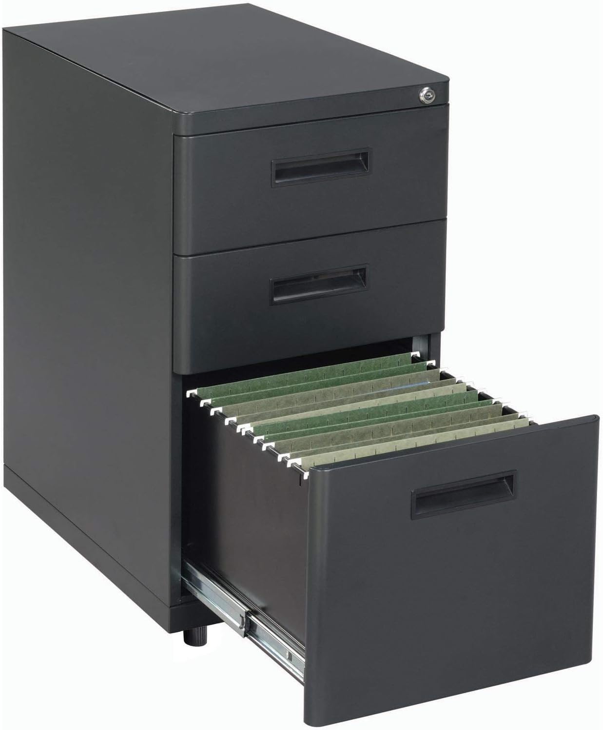 Global Industrial 3 Drawer Pedestal File Cabinet, Black4