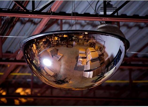 Global Industrial Full Dome Impact-Resistant Acrylic Mirror, Indoor, 36" Diameter, 360-Degree Viewing Angle, Lightweight Ceiling Mount Safety & Security Mirror