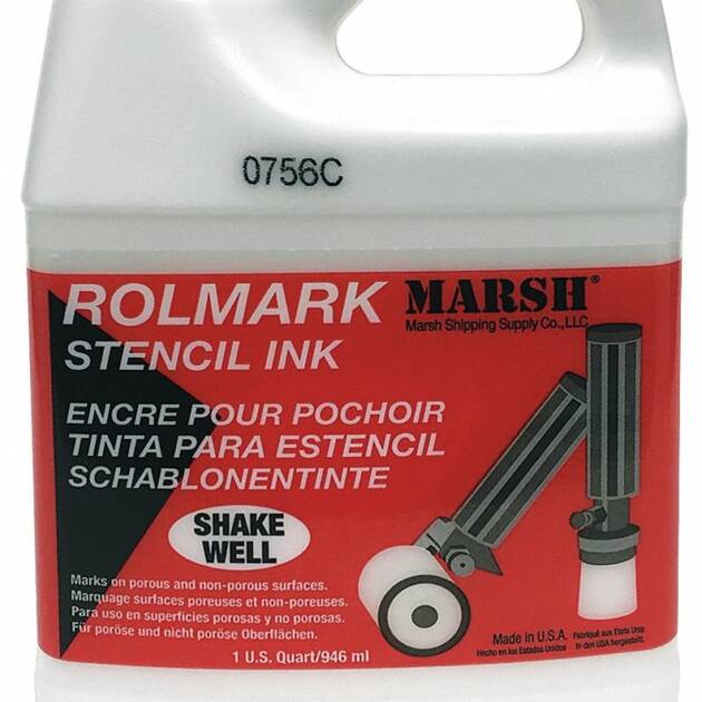 Marsh 20923 Rolmark Stencil Ink, 1 qt Can, White