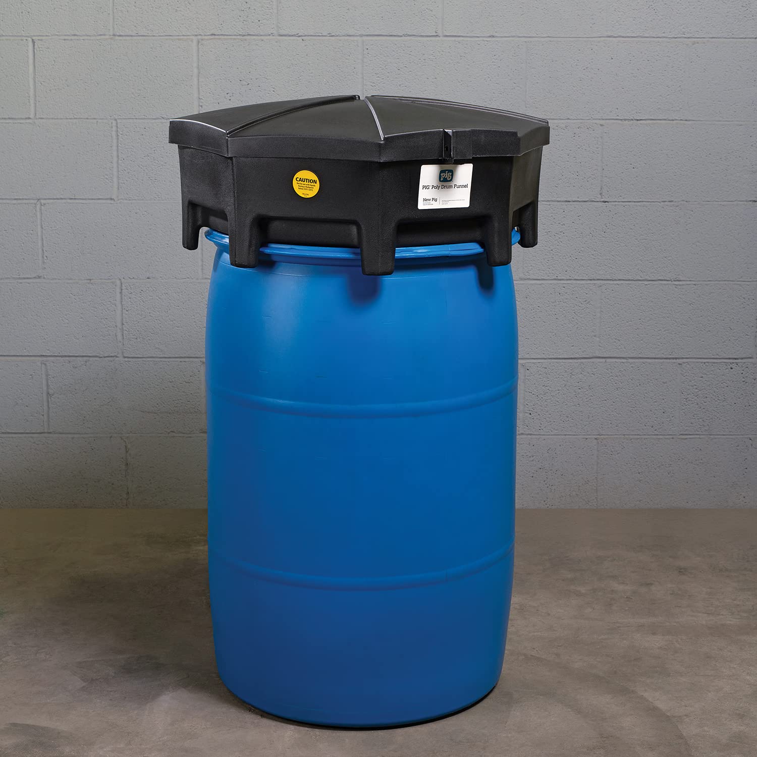 PIG Drum Funnel | Universal Poly Drum Funnel with Hinged Lid | for 55 gal. Plastic or Steel Tight-Head Drums | Black | DRM672-BK - Image 3