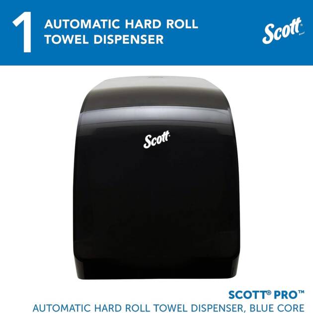 Scott Professional Automatic Hard Roll Paper Towel Dispenser (34348) - Black, Wall Mounted, Compatible with Scott Pro Blue Core Towels2