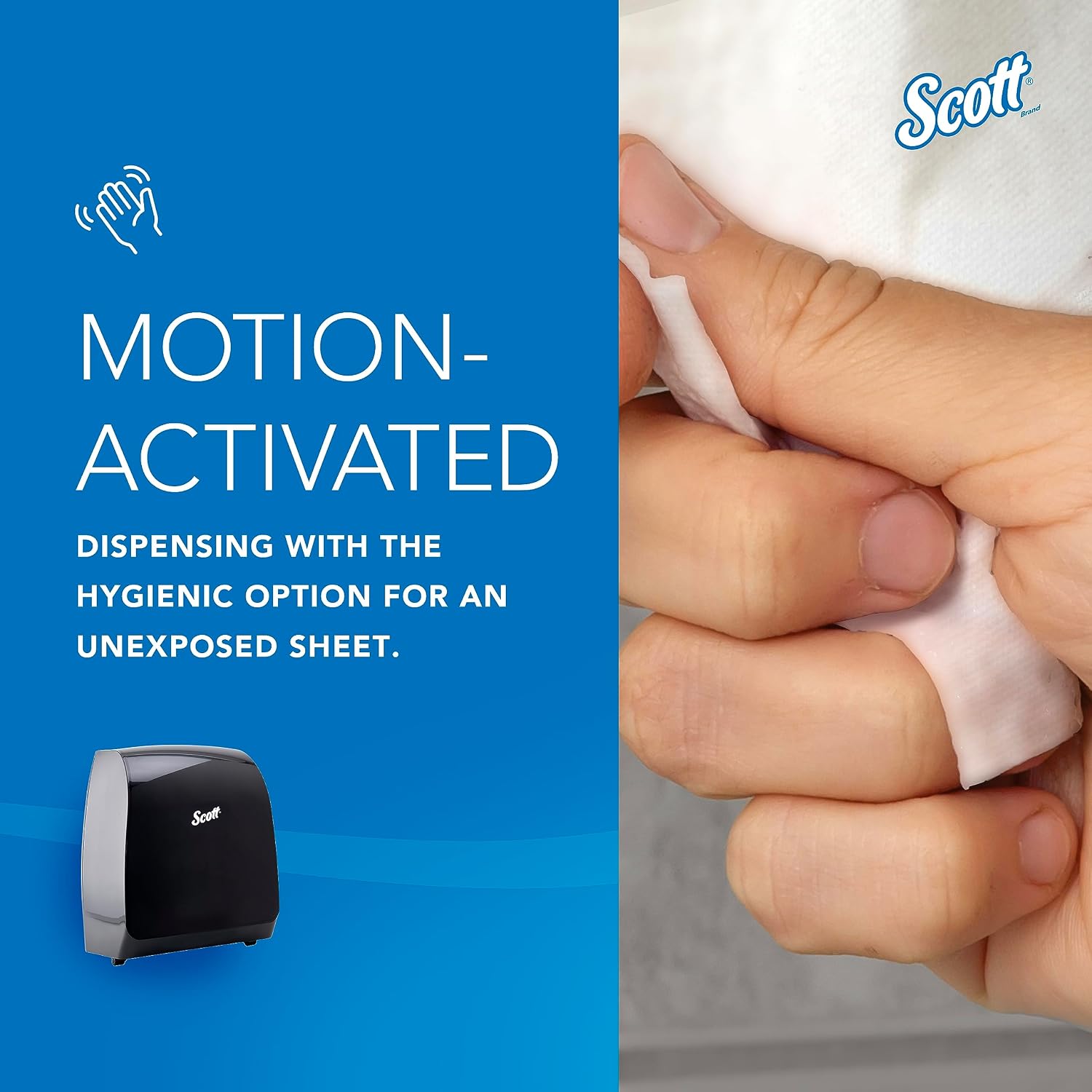 Scott Professional Automatic Hard Roll Paper Towel Dispenser (34348) - Black, Wall Mounted, Compatible with Scott Pro Blue Core Towels
