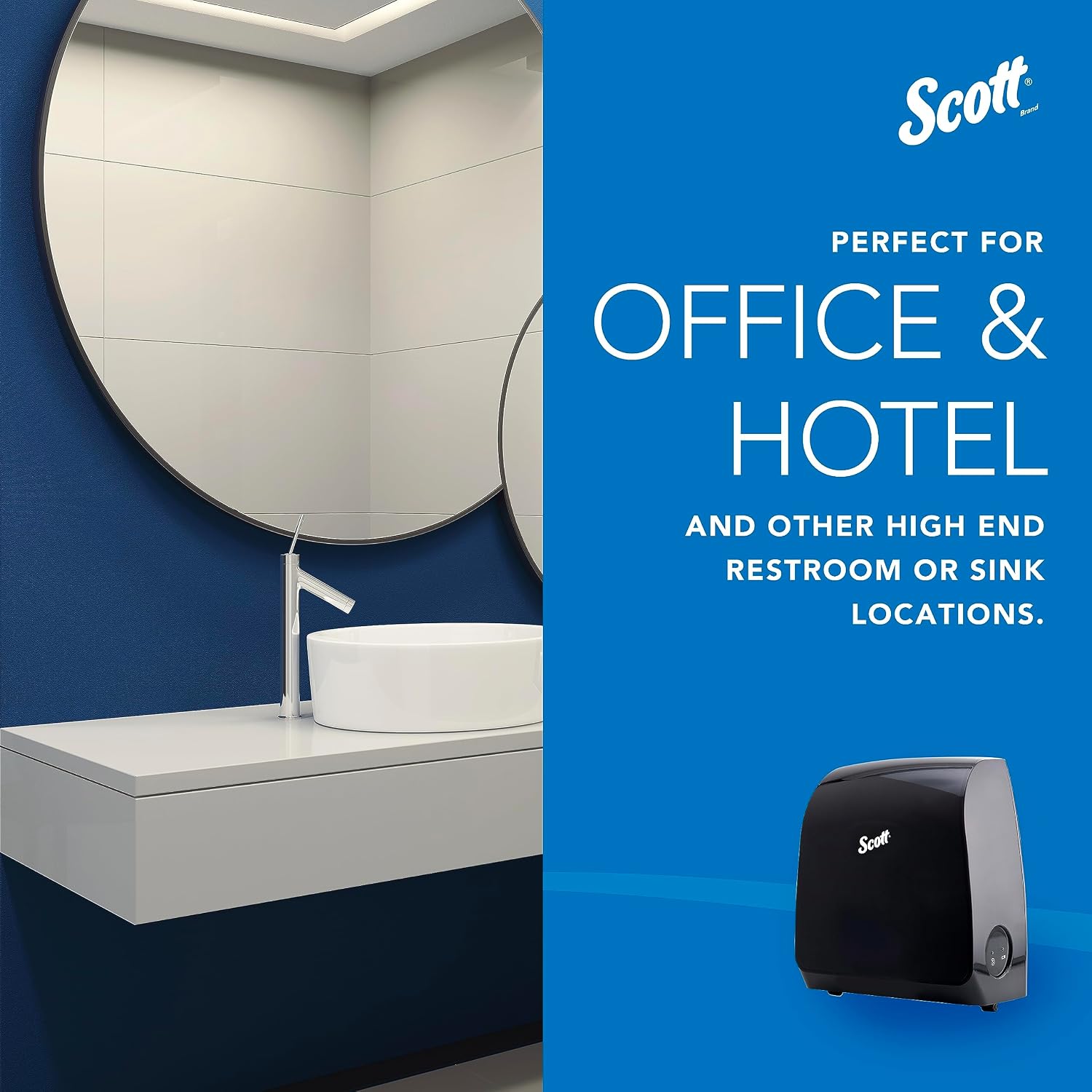 Scott Professional Automatic Hard Roll Paper Towel Dispenser (34348) - Black, Wall Mounted, Compatible with Scott Pro Blue Core Towels
