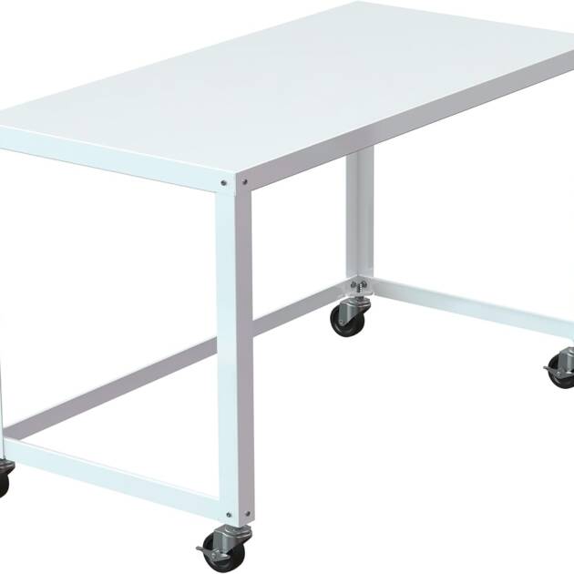 Space Solutions Ready-to-Assemble 48-inch Wide Mobile Metal Desk for Home Office, White1