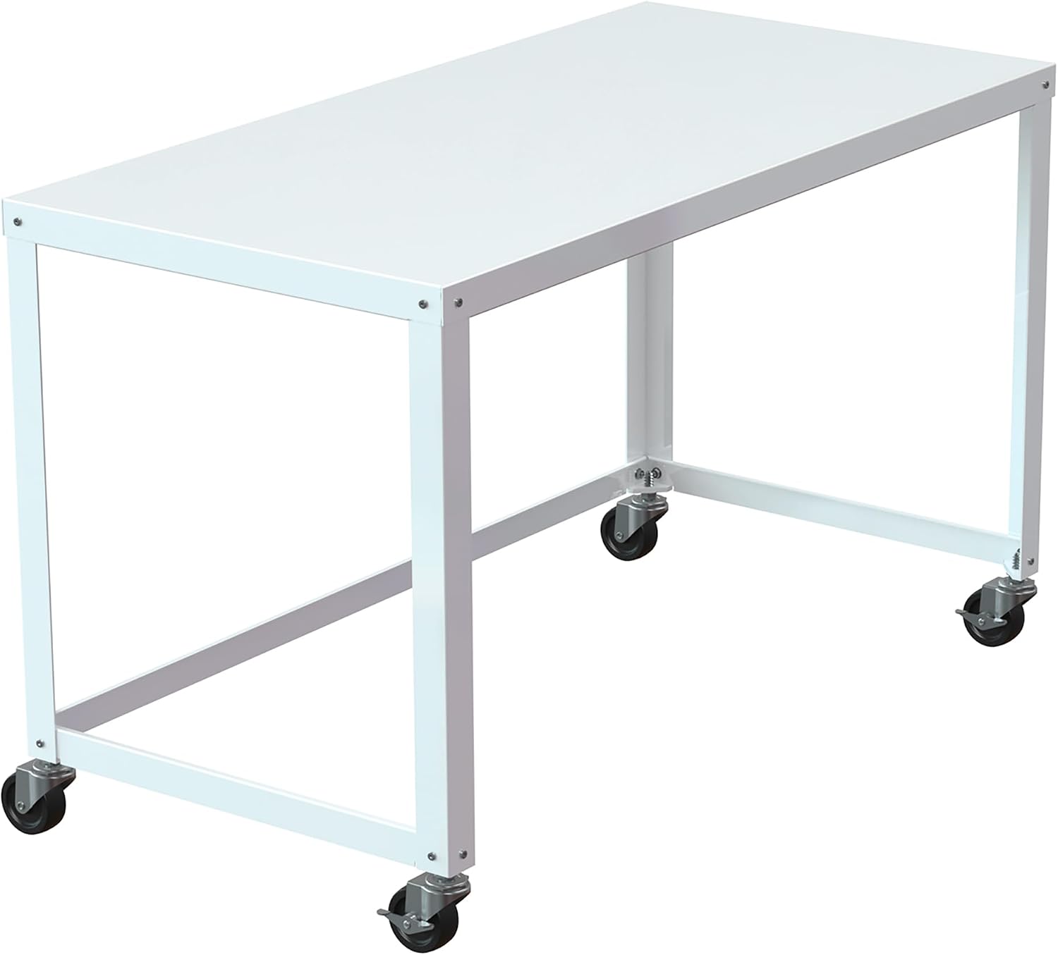 Space Solutions Ready-to-Assemble 48-inch Wide Mobile Metal Desk for Home Office, White4